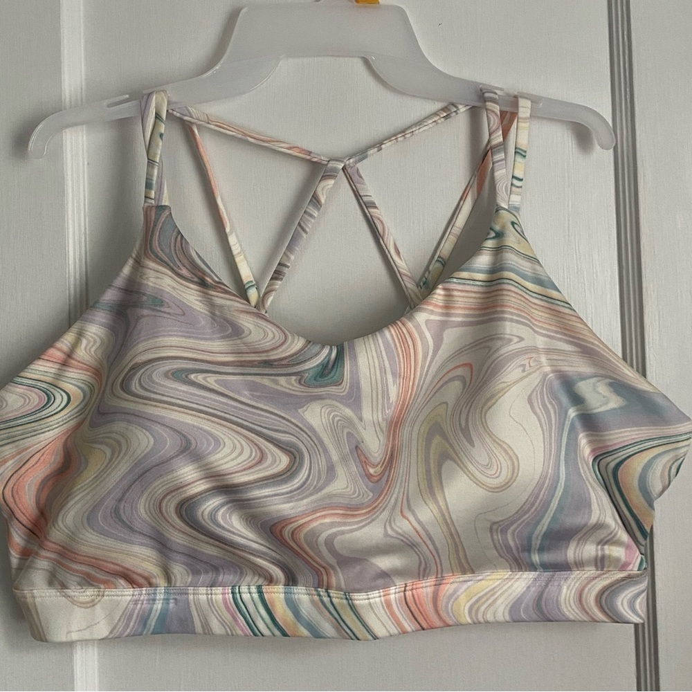 NWT -Light Support Strappy V-Neck Sports
Bra, Brown, Size: 2X